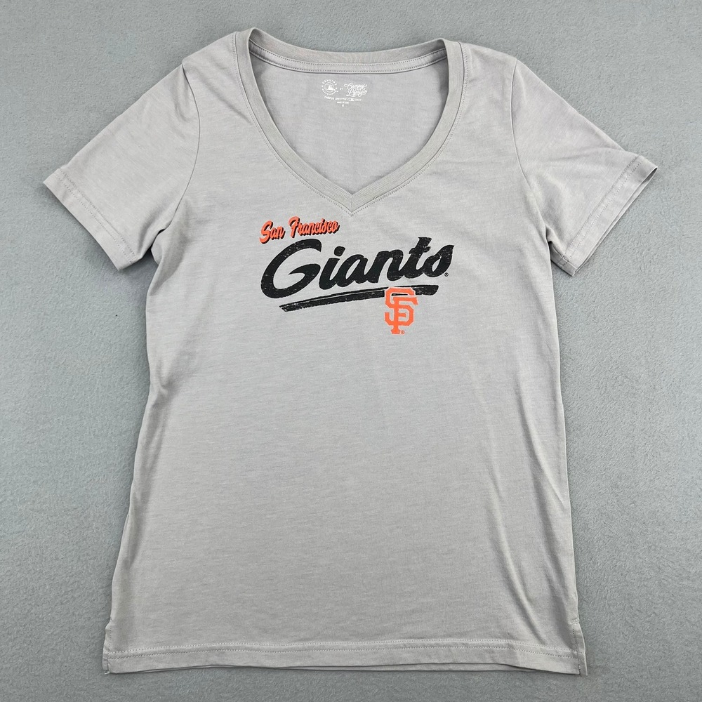 San Francisco Giants MLB Womens V-Neck Graphic T-Shirt Grey‎ Medium